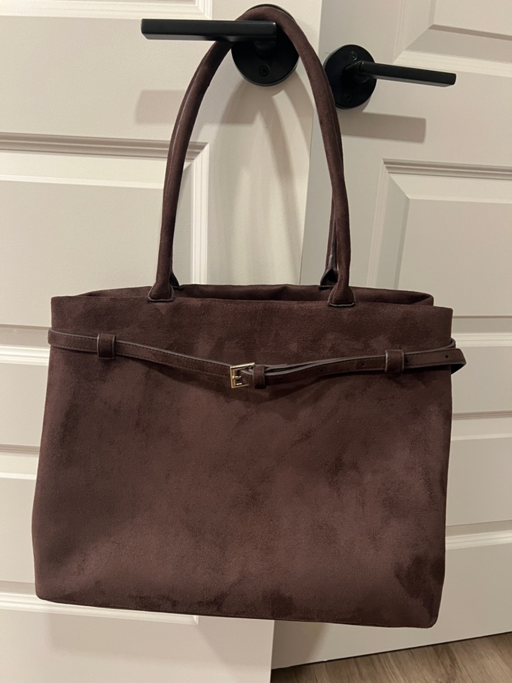 Abercrombie modern belted suedelike tote bag